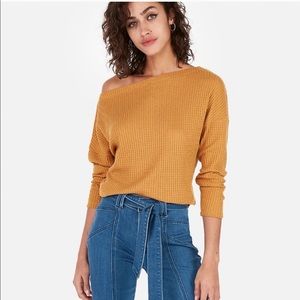 EXPRESS One Shoulder Waffle Knit Tee